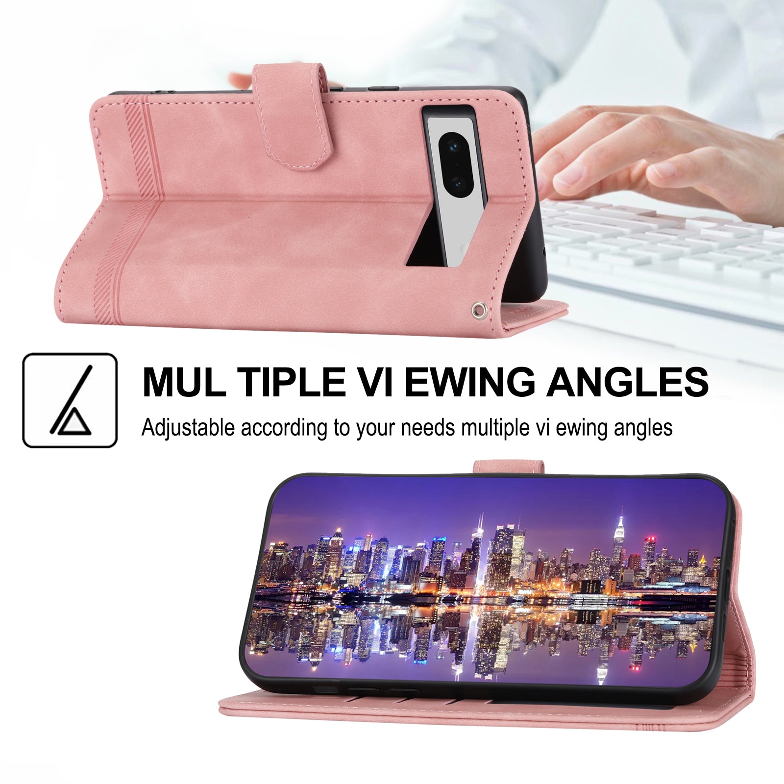 DIERFENG DF-03 PU Leather Wallet Case for Google Pixel 7a Lines Imprinted Cell Phone Stand Cover DIERFENG DF-03 PU Leather Wallet Case for Google Pixel 7a Lines Imprinted Cell Phone Stand Cover